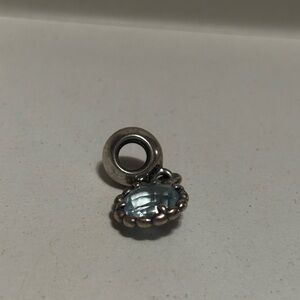Pandora Silver Charm with Blue Gemstone